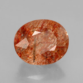 3.69 ct Orange Sunstone Stone, Natural Sunstone in Oval Facet Shape for Sale