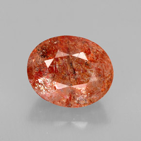 3.09 ct Orange Sunstone Gemstone, Sunstone Gem in Oval Facet Shape for Sale.