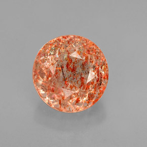 1.41 ct Orange Sunstone Gemstone, Sunstone Gem in Round Facet Shape for Sale.