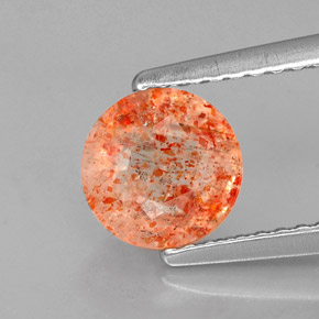 1.06 ct Orange Sunstone Gemstone, Sunstone Gem in Round Facet Shape for Sale.