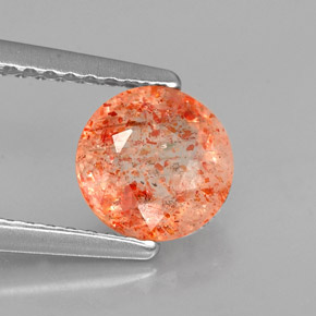 1.06 ct Orange Sunstone Stone, Natural Sunstone in Round Facet Shape for Sale
