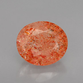 1.69 ct Orange Sunstone Gemstone, Sunstone Gem in Oval Facet Shape for Sale.