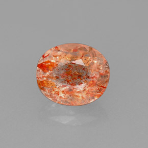 1.58 ct Orange Sunstone Gemstone, Sunstone Gem in Oval Facet Shape for Sale.