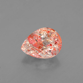 0.98 ct Orange Sunstone Gemstone, Sunstone Gem in Pear Facet Shape for Sale.