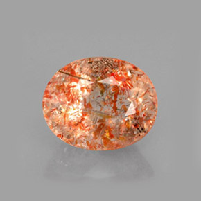 1.52 ct Orange Sunstone Gemstone, Sunstone Gem in Oval Facet Shape for Sale.