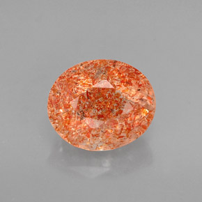 1.58 ct Orange Sunstone Gemstone, Sunstone Gem in Oval Facet Shape for Sale.