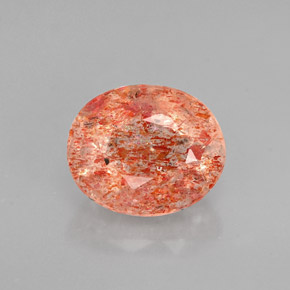 1.65 ct Orange Sunstone Gemstone, Sunstone Gem in Oval Facet Shape for Sale.