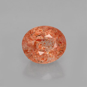 1.46 ct Orange Sunstone Gemstone, Sunstone Gem in Oval Facet Shape for Sale.