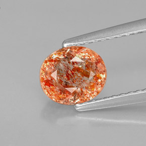 1.02 ct Orange Sunstone Gemstone, Sunstone Gem in Oval Facet Shape for Sale.