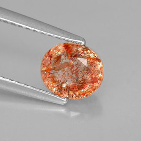 1.02 ct Orange Sunstone Stone, Natural Sunstone in Oval Facet Shape for Sale