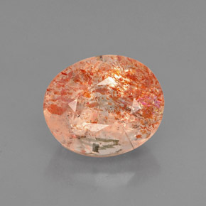 1.41 ct Orange Sunstone Gemstone, Sunstone Gem in Oval Facet Shape for Sale.