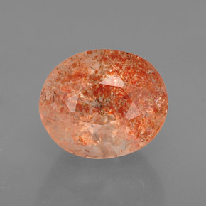 1.68 ct Orange Sunstone Gemstone, Sunstone Gem in Oval Facet Shape for Sale.