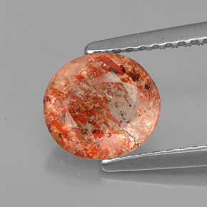 1.26 ct Orange Sunstone Gemstone, Sunstone Gem in Oval Facet Shape for Sale.