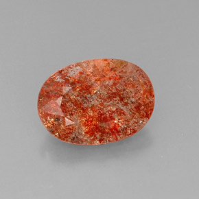 7.67 ct Orange Sunstone Gemstone, Sunstone Gem in Oval Facet Shape for Sale.