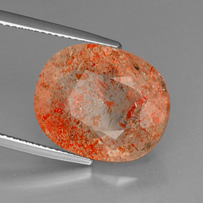 14.03 ct Orange Sunstone Stone, Natural Sunstone in Oval Facet Shape for Sale