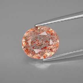 1.77 ct Orange Sunstone Gemstone, Sunstone Gem in Oval Facet Shape for Sale.