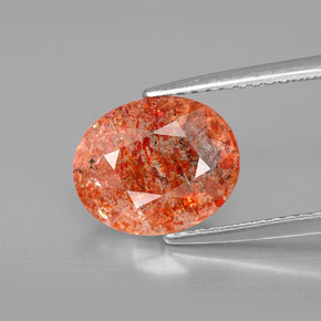 2.28 ct Orange Sunstone Gemstone, Sunstone Gem in Oval Facet Shape for Sale.