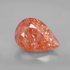 3.50 ct Orange Sunstone Gemstone, Sunstone Gem in Pear Facet Shape for Sale.