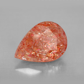 3.50 ct Orange Sunstone Stone, Natural Sunstone in Pear Facet Shape for Sale