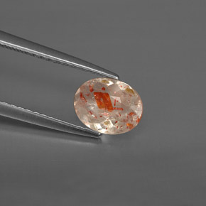 0.69 ct Orange Sunstone Stone, Natural Sunstone in Oval Facet Shape for Sale
