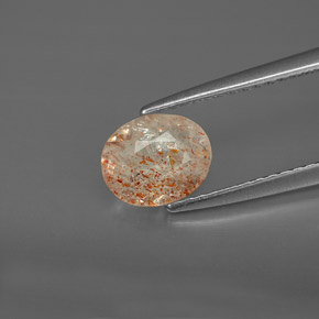 0.79 ct Orange Sunstone Gemstone, Sunstone Gem in Oval Facet Shape for Sale.