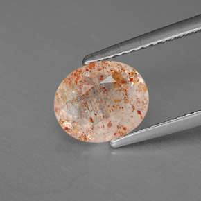1.33 ct Orange Sunstone Gemstone, Sunstone Gem in Oval Facet Shape for Sale.