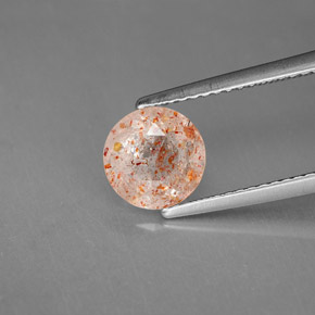 1.41 ct Orange Sunstone Gemstone, Sunstone Gem in Round Facet Shape for Sale.
