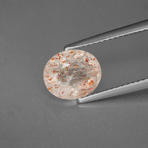 1.68 ct Orange Sunstone Gemstone, Sunstone Gem in Oval Facet Shape for Sale.