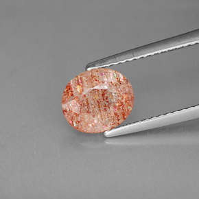 1.53 ct Orange Sunstone Gemstone, Sunstone Gem in Oval Facet Shape for Sale.