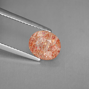 1.53 ct Orange Sunstone Stone, Natural Sunstone in Oval Facet Shape for Sale