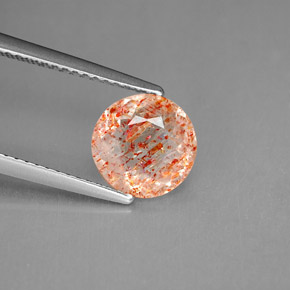 1.53 ct Orange Sunstone Gemstone, Sunstone Gem in Round Facet Shape for Sale.