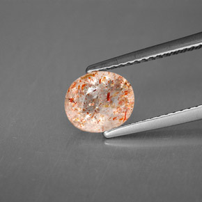 1.10 ct Orange Sunstone Gemstone, Sunstone Gem in Oval Facet Shape for Sale.