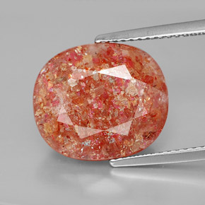 8.03 ct Orange Sunstone Gemstone, Sunstone Gem in Oval Cabochon Shape for Sale.