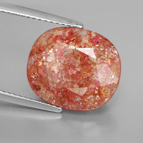 8.03 ct Orange Sunstone Stone, Natural Sunstone in Oval Cabochon Shape for Sale
