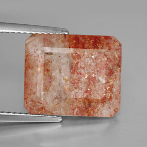 7.51 ct Orange Sunstone Stone, Natural Sunstone in Octagon Facet Shape for Sale