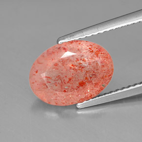 2.88 ct Orange Sunstone Gemstone, Sunstone Gem in Oval Facet Shape for Sale.