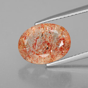 2.76 ct Orange Sunstone Gemstone, Sunstone Gem in Oval Facet Shape for Sale.