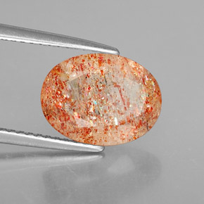 2.76 ct Orange Sunstone Stone, Natural Sunstone in Oval Facet Shape for Sale
