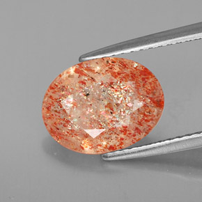 2.30 ct Orange Sunstone Gemstone, Sunstone Gem in Oval Facet Shape for Sale.