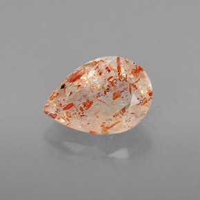 2.26 ct Orange Sunstone Gemstone, Sunstone Gem in Pear Facet Shape for Sale.