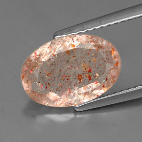 2.34 ct Orange Sunstone Gemstone, Sunstone Gem in Oval Facet Shape for Sale.