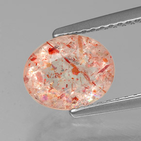 1.64 ct Orange Sunstone Gemstone, Sunstone Gem in Oval Facet Shape for Sale.