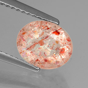1.64 ct Orange Sunstone Stone, Natural Sunstone in Oval Facet Shape for Sale