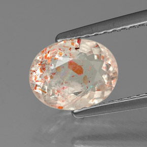 1.20 ct Orange Sunstone Gemstone, Sunstone Gem in Oval Facet Shape for Sale.