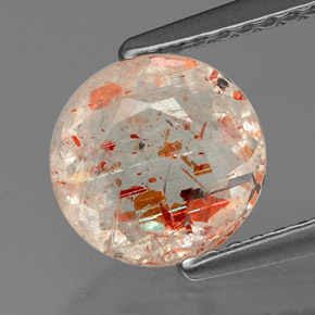 1.14 ct Orange Sunstone Gemstone, Sunstone Gem in Round Facet Shape for Sale.