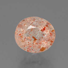 1.53 ct Orange Sunstone Gemstone, Sunstone Gem in Oval Facet Shape for Sale.