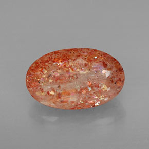 3.99 ct Orange Sunstone Gemstone, Sunstone Gem in Oval Facet Shape for Sale.