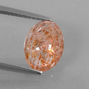 2.18 ct Orange Sunstone Stone, Natural Sunstone in Oval Cabochon Shape for Sale