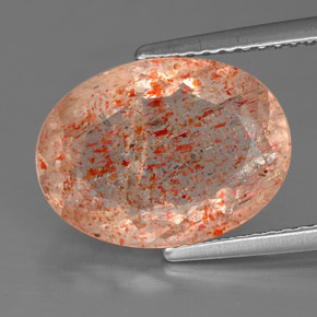 4.81 ct Orange Sunstone Gemstone, Sunstone Gem in Oval Facet Shape for Sale.