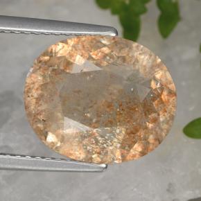 4.51 ct Orange Sunstone Gemstone, Sunstone Gem in Oval Facet Shape for Sale.